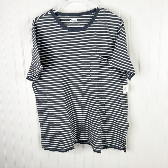 Old Navy Tops - Old Navy Boyfriend Striped Pocket Tee Gray Size XL NEW